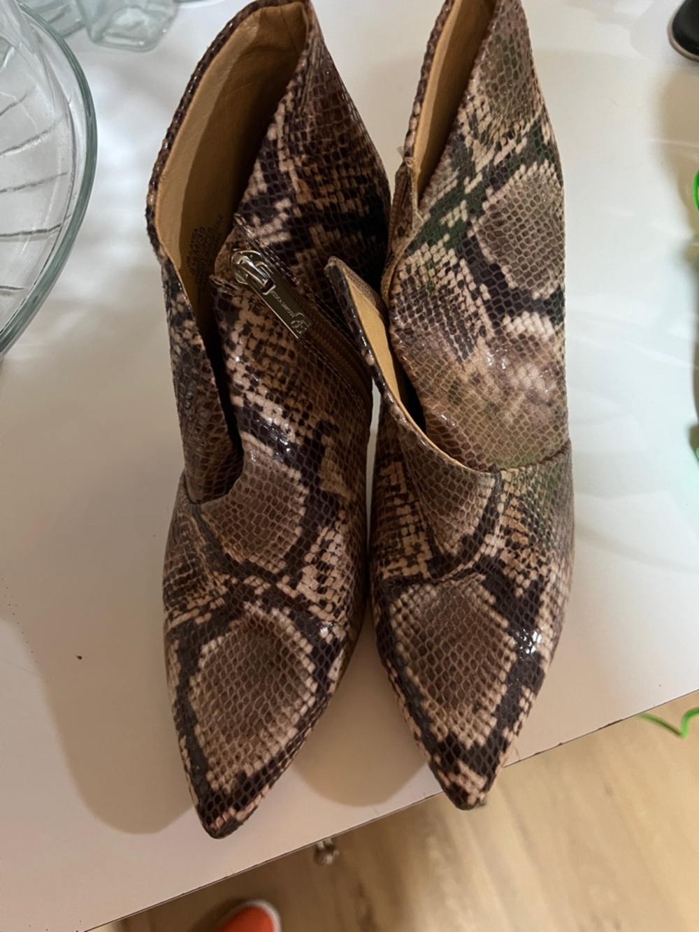 Jessica Simpson Snake Print Pointed Toe Ankle Boots - Women